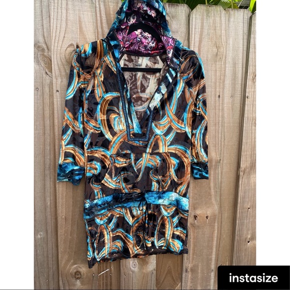 Custo Barcelona Tops - Custo Barcelona Cozy Unique Velvet Hoodie Tunic 2